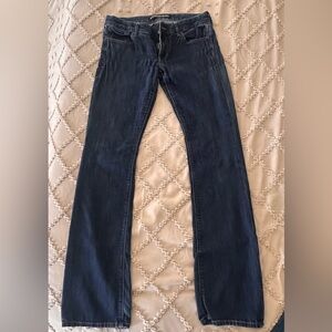 Express Dark Blue Barely Boot Low Rise Jeans